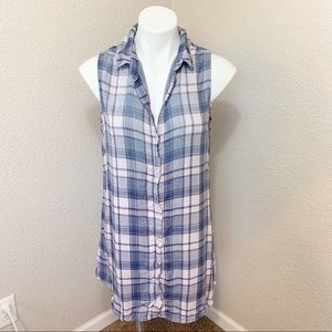 3/$25 Cloth & Stone Plaid Sleeveless Button Tunic